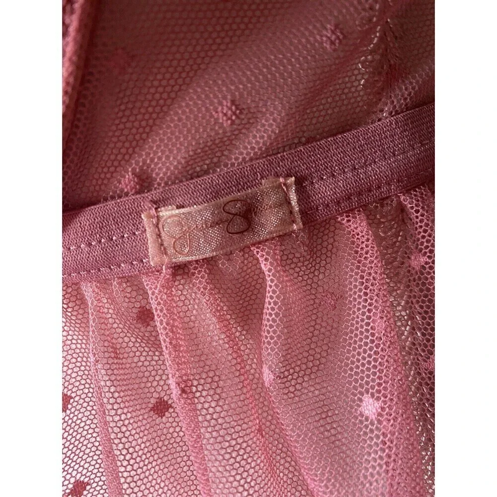 jessica simpson sz Large lingerie pushup baby doll Sequin mesh Top nightie pink